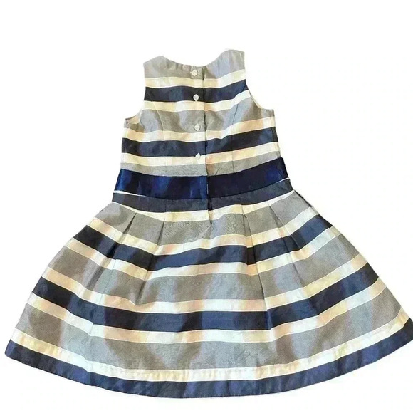 Girls Janie and Jack Blue Belle White Striped Organza Dress Size 4 - Picture 2 of 4